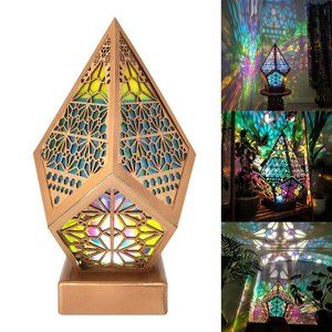Night Light, Creative Wooden Bohemian Light Romantic Star Floor Lamp Colorful 3D